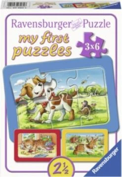 Ravensburger 3er Set Puzzle, Je 6 Teile, 21x15 Cm, Mit Rahmen, Meine Tierfreunde