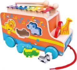 Mertens Holz-Stecktiere-LKW Mit Xylophon, 9tlg.