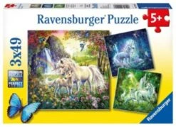 Ravensburger 3er Set Puzzle, Je 49 Teile, 21x21 Cm, Schöne Einhörner