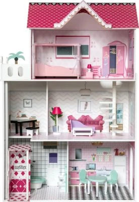 MyToys ORIGINALS Puppenhaus Mit 13 Möbeln, Pink 7 MyToys ORIGINALS Puppenhaus Mit 13 Möbeln, Pink – Bild 5