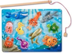 Melissa & Doug Magnetisches Angelspiel Aus Holz - Unterwasserwelt, 10 Teile