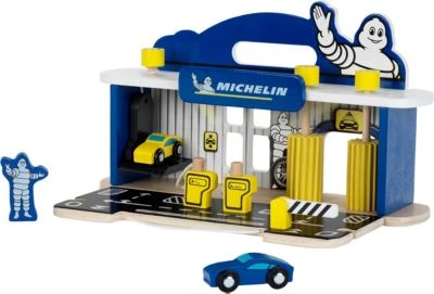 Klein Michelin Service-Station Mit 2 Autos, Holz 3 Klein Michelin Service-Station Mit 2 Autos, Holz