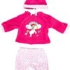 BAYER Kleider Für Puppen 33-38 Cm: 3-tlg. Set - Hose, Oberteil, Mütze, Pink/weiß