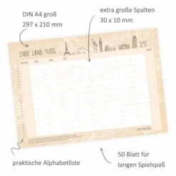 Nikima Papeterie A4 Spielblock Stadt Land Fluss Reisespiel Reisespiele 10 Nikima Papeterie A4 Spielblock Stadt Land Fluss Reisespiel Reisespiele -Spielzeug Rabatte Geschäft 19875708 03