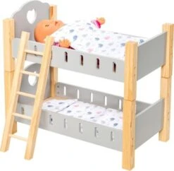 MyToys ORIGINALS Holz Puppenetagenbett, Grau Mit Bettwäsche -Spielzeug Rabatte Geschäft 19919013 03