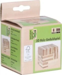 Natural Games 3D Holz-Geduldspiel Würfel #7cm