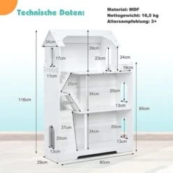 COSTWAY® Puppenhaus Kinderregal 81x29x116cm 13 COSTWAY® Puppenhaus Kinderregal 81x29x116cm -Spielzeug Rabatte Geschäft 23416379 06