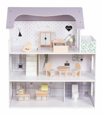 Coemo Puppenstube Anna Holz Komplett Möbliert 3 Etagen 5 Coemo Puppenstube Anna Holz Komplett Möbliert 3 Etagen – Bild 3