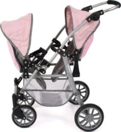 CHIC 2000 Tandem-Buggy Puppenzwillingswagen TWINNY, Melange Grau-rosa -Spielzeug Rabatte Geschäft 24957576 03