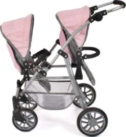 CHIC 2000 Tandem-Buggy Puppenzwillingswagen TWINNY, Melange Grau-rosa -Spielzeug Rabatte Geschäft 24957576 05