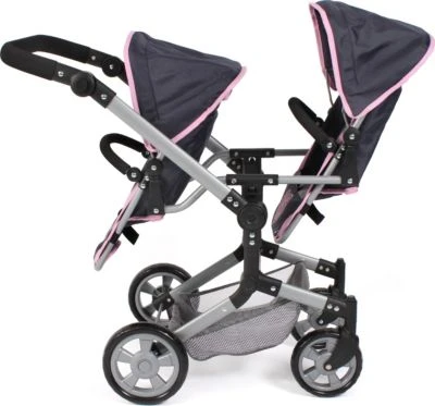 CHIC 2000 Puppenwagen Linus Duo, Melange Grau-navy 4 CHIC 2000 Puppenwagen Linus Duo, Melange Grau-navy – Bild 2