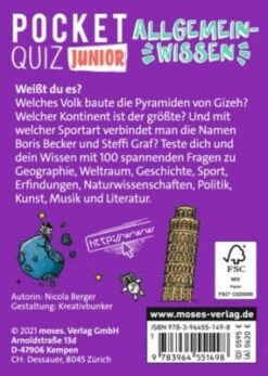 Moses. Verlag Pocket Quiz Junior Allgemeinwissen 13 Moses. Verlag Pocket Quiz Junior Allgemeinwissen -Spielzeug Rabatte Geschäft 25900719 06