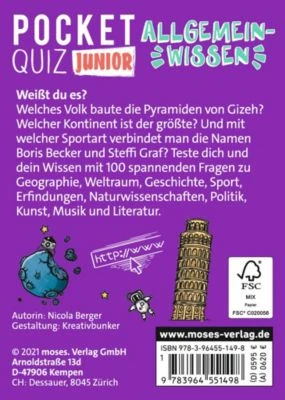 Moses. Verlag Pocket Quiz Junior Allgemeinwissen 8 Moses. Verlag Pocket Quiz Junior Allgemeinwissen – Bild 6