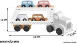 Mamabrum Autotransporter Aus Holz Mit Fahrzeugen Mit 1 Lastwagen Und 4 Holzautospielzeugen Spielzeugauto -Spielzeug Rabatte Geschäft 26305473 02