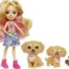 Enchantimals Familien-Spielset, Gerika Golden Retriever Puppe (ca. 15 Cm) Mit 3 Tierfiguren