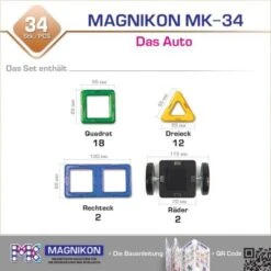 MAGNIKON Magnetische Bausteine “Das Auto” - Magnetbau-Set 34-teilig, Magnetbausteine, Ideal Als Konstruktionsspielzeug Zur Förderung Von Kreativität & Motorik, Spielzeug Für Kinder Ab 3 Jahre -Spielzeug Rabatte Geschäft 26578557 03