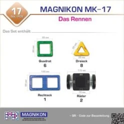 MAGNIKON Magnetische Bausteine “Das Rennen” - Magnetbau-Set 17-teilig, Magnetbausteine, Ideal Als Konstruktionsspielzeug Zur Förderung Von Kreativität & Motorik, Spielzeug Für Kinder Ab 3 Jahre -Spielzeug Rabatte Geschäft 26578559 06