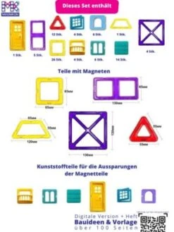 MAGNIKON Magnetische Bausteine MK-84, Magnetbau-Set "Das Schloss", 84-Teilig, Standardgröße, Konstruktion Blöcke -Spielzeug Rabatte Geschäft 26669003 04