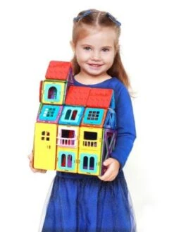 MAGNIKON Magnetische Bausteine MK-84, Magnetbau-Set "Das Schloss", 84-Teilig, Standardgröße, Konstruktion Blöcke -Spielzeug Rabatte Geschäft 26669003 06