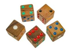 LOGOPLAY 5 Spielwürfel Im Set - Würfel 4 Cm Kantenlänge Aus Holz Mit Farbigen Punkten