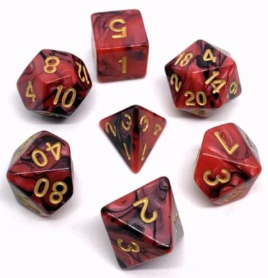 Dice4friends 7-tlg. RPG Würfelset: Racing Redberry/Black 4 Dice4friends 7-tlg. RPG Würfelset: Racing Redberry/Black – Bild 2