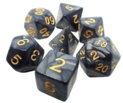 Dice4friends 7-tlg. RPG Würfelset Pearl: Black/Gold