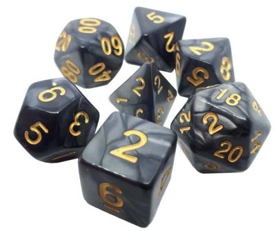 Dice4friends 7-tlg. RPG Würfelset Pearl: Black/Gold 3 Dice4friends 7-tlg. RPG Würfelset Pearl: Black/Gold