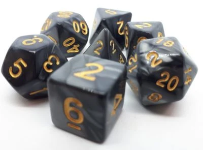 Dice4friends 7-tlg. RPG Würfelset Pearl: Black/Gold 4 Dice4friends 7-tlg. RPG Würfelset Pearl: Black/Gold – Bild 2