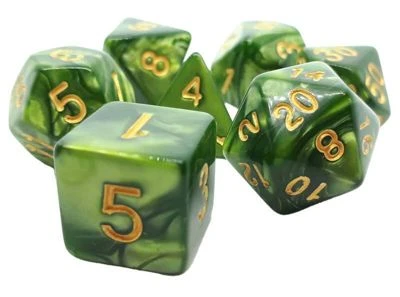 Dice4friends 7-tlg. RPG Würfelset Pearl: Moosgreen/Gold 3 Dice4friends 7-tlg. RPG Würfelset Pearl: Moosgreen/Gold