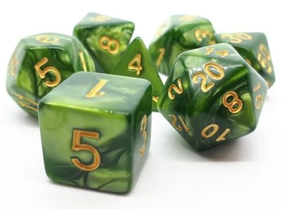 Dice4friends 7-tlg. RPG Würfelset Pearl: Moosgreen/Gold 4 Dice4friends 7-tlg. RPG Würfelset Pearl: Moosgreen/Gold – Bild 2