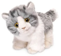 UNI-TOYS® Kätzchen, Stehend (grau-weiß) - 18 Cm (Länge) - Plüsch-Katze - Plüschtier Kuscheltiere
