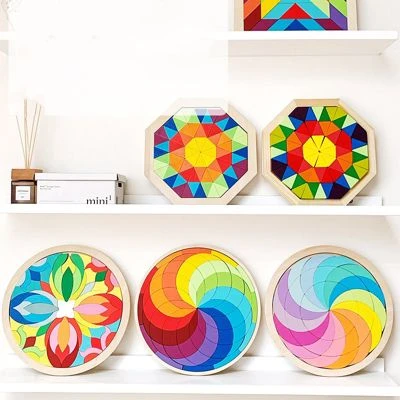 Brighten Bausteinspielzeug Für Kinder Regenbogenblöcke, Tangram 4 Brighten Bausteinspielzeug Für Kinder Regenbogenblöcke, Tangram – Bild 2