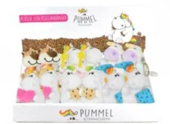United Labels 12 Stück Pummel Und Friends Schlüsselanhänger Display - 7 Cm Plüschtier Pummeleinhorn, Pummelfee, Zebrasus Und Buddy Mit Rocky Plüschanhänger