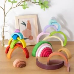 Debuy Holzbausteine Für Kinder Regenbogen Bausteinspielzeug Für Kinder -Spielzeug Rabatte Geschäft 30145954 04