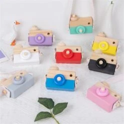 Syntek Hölzernes Simulations-Kamera-Griff-Trainingsspielzeug Für Kinder Kinder-Früherziehung, Pädagogisches Lernen Aus Holz, Kameraspielzeug -Spielzeug Rabatte Geschäft 30440851 05