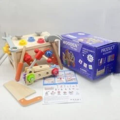 Syntek Reparatur-Simulations-Toolbox Für Kinder Aus Holz Tragbarer Werkzeugtisch Handgemachtes Lernspielzeug Für Kinder