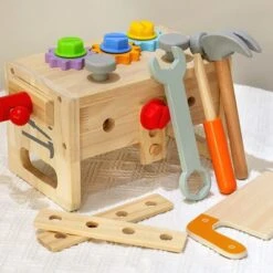 Syntek Reparatur-Simulations-Toolbox Für Kinder Aus Holz Tragbarer Werkzeugtisch Handgemachtes Lernspielzeug Für Kinder -Spielzeug Rabatte Geschäft 30483028 03