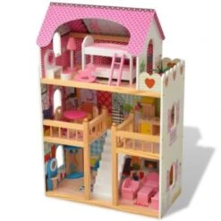 VidaXL 3-Stöckiges Puppenhaus Holz 60 X 30 X 90 Cm Puppenhaus