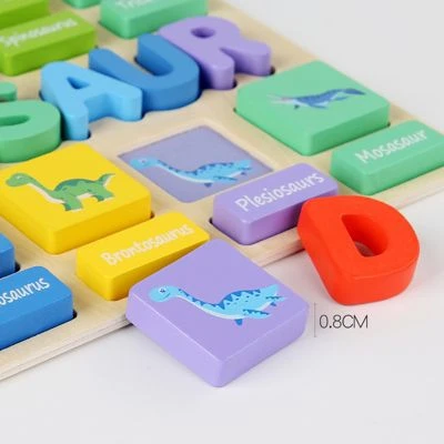 Syntek Dinosaurier/Früchte/Körper Kognitives Scrabble-Passendes Hölzernes Kognitives Spielzeug Für Kinder 5 Syntek Dinosaurier/Früchte/Körper Kognitives Scrabble-Passendes Hölzernes Kognitives Spielzeug Für Kinder – Bild 3