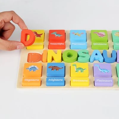 Syntek Dinosaurier/Früchte/Körper Kognitives Scrabble-Passendes Hölzernes Kognitives Spielzeug Für Kinder 7 Syntek Dinosaurier/Früchte/Körper Kognitives Scrabble-Passendes Hölzernes Kognitives Spielzeug Für Kinder – Bild 5