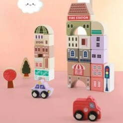 Enbaoxin 115pcs Stadtbausteine Hölzerne Kinderspielzeug -Spielzeug Rabatte Geschäft 31065823 05