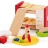 HAPE Holz Kinderzimmer Möbel | Detailgetreues Kinderzimmer Puppenhaus Möbelset Inklusive Stockbett, Tisch, Stühle Und Rakete