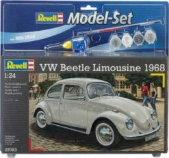 Model Set VW Käfer Limousine 68, Revell Modellbausatz Mit Basiszubehör Im Maßstab 1:24, 125 Teile, 17,1 Cm