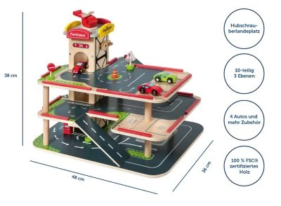 MyToys ORIGINALS Parkgarage Aus Holz Inkl. Autos, 10-tlg. 4 MyToys ORIGINALS Parkgarage Aus Holz Inkl. Autos, 10-tlg. – Bild 2