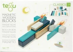 TEGU 5700509 Magnetisches Holzset Blau, 24 Teile