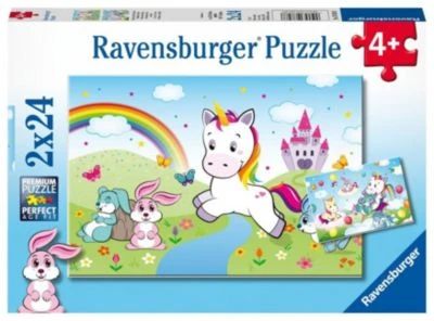 Ravensburger 2er Set Puzzle, Je 24 Teile, 26x18 Cm, Märchenhaftes Einhorn 3 Ravensburger 2er Set Puzzle, Je 24 Teile, 26x18 Cm, Märchenhaftes Einhorn